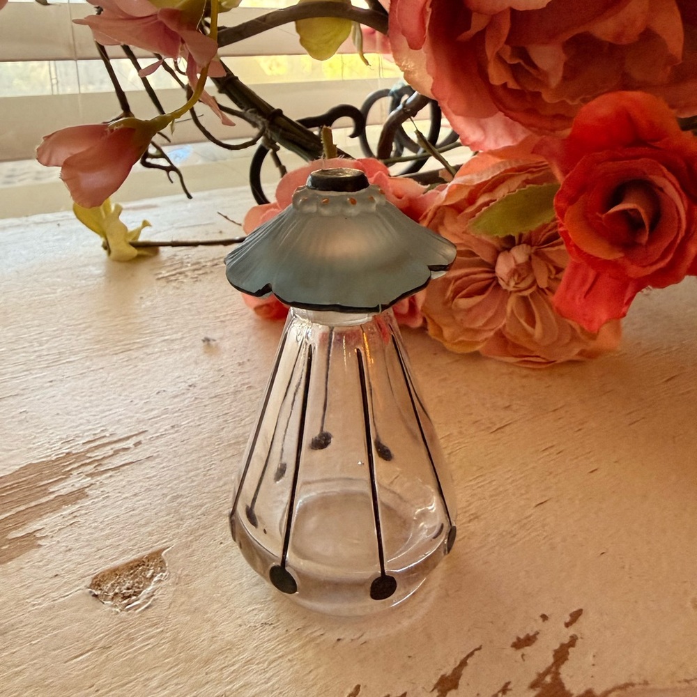 Vintage Glass Perfume Bottle with Blue Cap